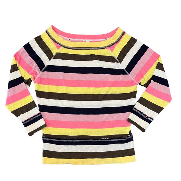 Caslon Yellow, Pink, Navy, Green & Ivory Light Weight Boatneck Sweater - SIZE M - Picture 1 of 6